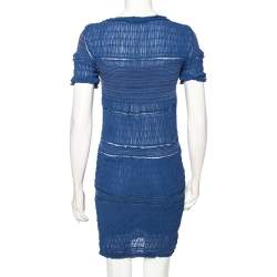 Pre Owned Isabel Marant Blue Silk Ruched Smock Detail Short Dress M  