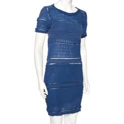 Pre Owned Isabel Marant Blue Silk Ruched Smock Detail Short Dress M  