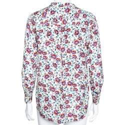 Pre Owned Isabel Marant White Floral Printed Silk Button Front Shirt S