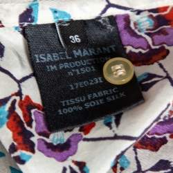Pre Owned Isabel Marant White Floral Printed Silk Button Front Shirt S
