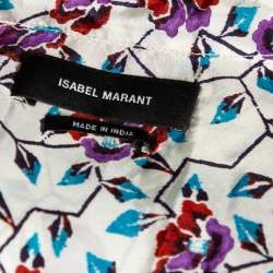 Pre Owned Isabel Marant White Floral Printed Silk Button Front Shirt S