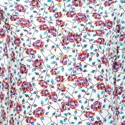 Pre Owned Isabel Marant White Floral Printed Silk Button Front Shirt S