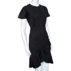 Pre Owned Isabel Marant Black Linen Pleated Overlay Detailed Dress S