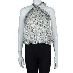 Isabel Marant Floral Print Silk Tie-up Halter Top S