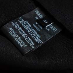 Pre Owned Isabel Marant Black Leather Draped D-Ring Wrap Dress S