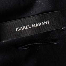 Pre Owned Isabel Marant Black Leather Draped D-Ring Wrap Dress S