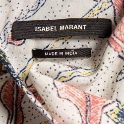 Isabel Marant Multicolored Printed Cotton Ruffle Trimmed Blouse S