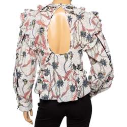 Isabel Marant Multicolored Printed Cotton Ruffle Trimmed Blouse S