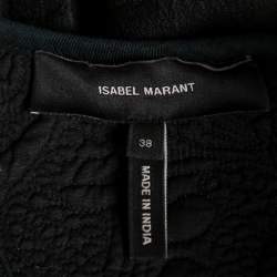 Pre Owned Isabel Marant Black Floral Embroidered Cotton & Silk Pleated Detail Top M