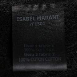 Pre Owned Isabel Marant Black Floral Embroidered Cotton & Silk Pleated Detail Top M