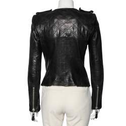 Isabel Marant Black Textured Leather Zip Front Jacket XS