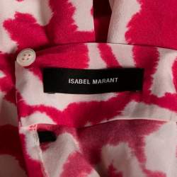 Isabel Marant Fuchsia Printed Crepe De Chine Draped Claire Blouse M