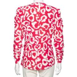 Isabel Marant Fuchsia Printed Crepe De Chine Draped Claire Blouse M