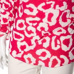 Isabel Marant Fuchsia Printed Crepe De Chine Draped Claire Blouse M