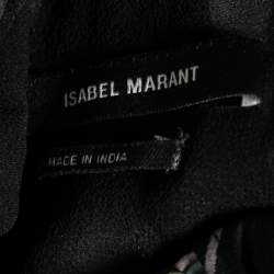 Pre Owned Isabel Marant Black Floral Printed Silk Belted Sleeveless Dress S