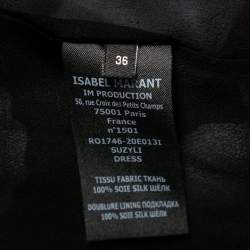 Pre Owned Isabel Marant Black Floral Printed Silk Belted Sleeveless Dress S