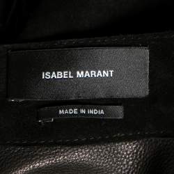 Isabel Marant Black Embroidered Suede Fringed Open-Front Vest L