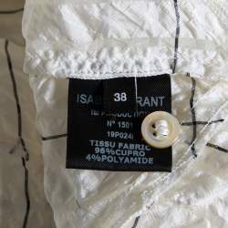 Pre Owned Isabel Marant Cream Cupro Ruffled Checked Seersucker Blouse M