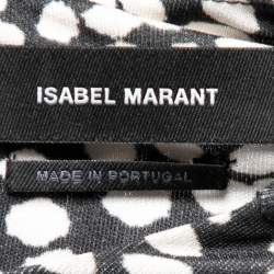 Pre Owned Isabel Marant Monochrome Polka Dotted Jersey Belted Dress M