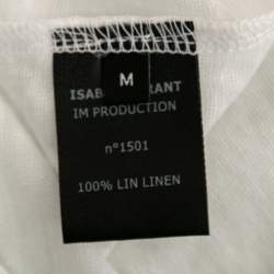 Pre Owned Isabel Marant White Linen Short Sleeve V-Neck T-Shirt M