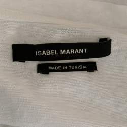Pre Owned Isabel Marant White Linen Short Sleeve V-Neck T-Shirt M