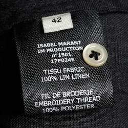 Pre Owned Isabel Marant Black Embroidered Linen Flared Blouse L