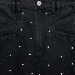 Isabel Marant Black Denim Stud Embellished High Waisted Jeans S
