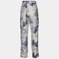 Isabel Marant White Tie-Dye Print Denim Eloisa High Rise Jeans M Waist 33"