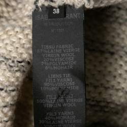Isabel Marant Cream Tweed Pattern Wool & Mohair Hooded Poncho M
