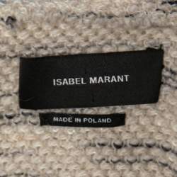Isabel Marant Cream Tweed Pattern Wool & Mohair Hooded Poncho M