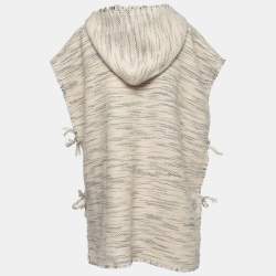 Isabel Marant Cream Tweed Pattern Wool & Mohair Hooded Poncho M