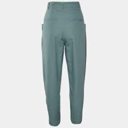 Pre Owned Isabel Marant Green Cotton Tapered Leg Trousers S