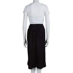 Isabel Marant Etoile Black Cotton Eyelet Detail Gathered Skirt S