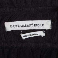 Isabel Marant Etoile Black Cotton Eyelet Detail Gathered Skirt S