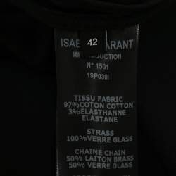 Pre Owned Isabel Marant Black Velvet Crystal Embellished One-Shoulder Top L