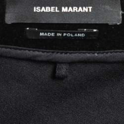 Pre Owned Isabel Marant Black Velvet Crystal Embellished One-Shoulder Top L