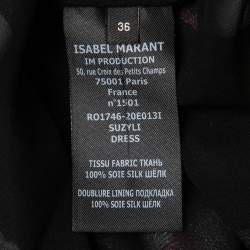 Pre Owned Isabel Marant Black Floral Printed Silk Belted Sleeveless Dress S