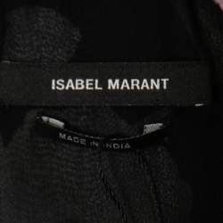 Pre Owned Isabel Marant Black Floral Printed Silk Belted Sleeveless Dress S