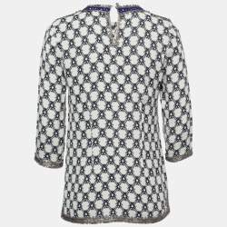 Isabel Marant Blue Patterned Jacquard Embellished Top M