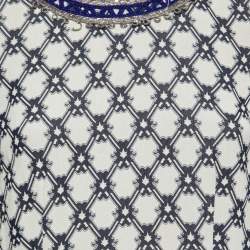 Isabel Marant Blue Patterned Jacquard Embellished Top M