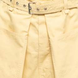 Isabel Marant Yellow Cotton Belted High-Waisted Shorts M