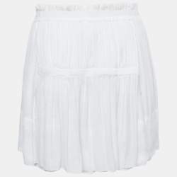 Pre Owned Isabel Marant White Plisse Chiffon Mini Skirt M