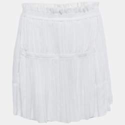 Pre Owned Isabel Marant White Plisse Chiffon Mini Skirt M