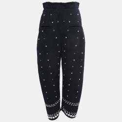 Pre Owned Isabel Marant Black Canvas Studded High-Waist Pants M