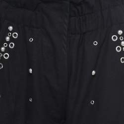 Pre Owned Isabel Marant Black Canvas Studded High-Waist Pants M
