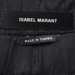 Pre Owned Isabel Marant Black Canvas Studded High-Waist Pants M