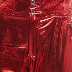 Isabel Marant Metallic Red Silk Aruso Track Pants M