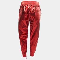 Isabel Marant Metallic Red Silk Aruso Track Pants M