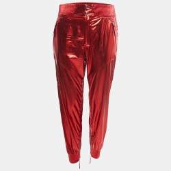 Isabel Marant Metallic Red Silk Aruso Track Pants M
