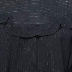 Isabel Marant Black Crinkled Cotton & Silk Ruffled Blouse M